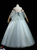 Light Green Tulle with Lace Long Junior Prom Dress, Green Floor Length Party Dress