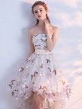 High Low Ivory Scoop Floral Tulle Party Dress, High Low Homecoming Dress