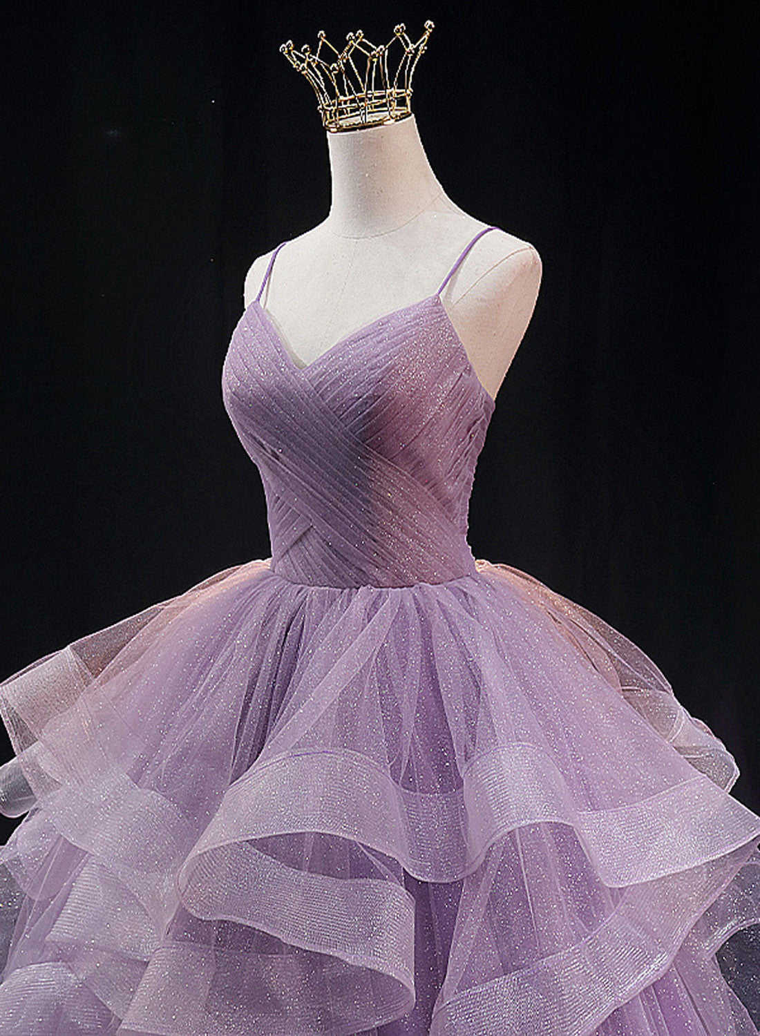 Light Purple Straps V-neckline Long Party Dress, Light Purple Prom Dress