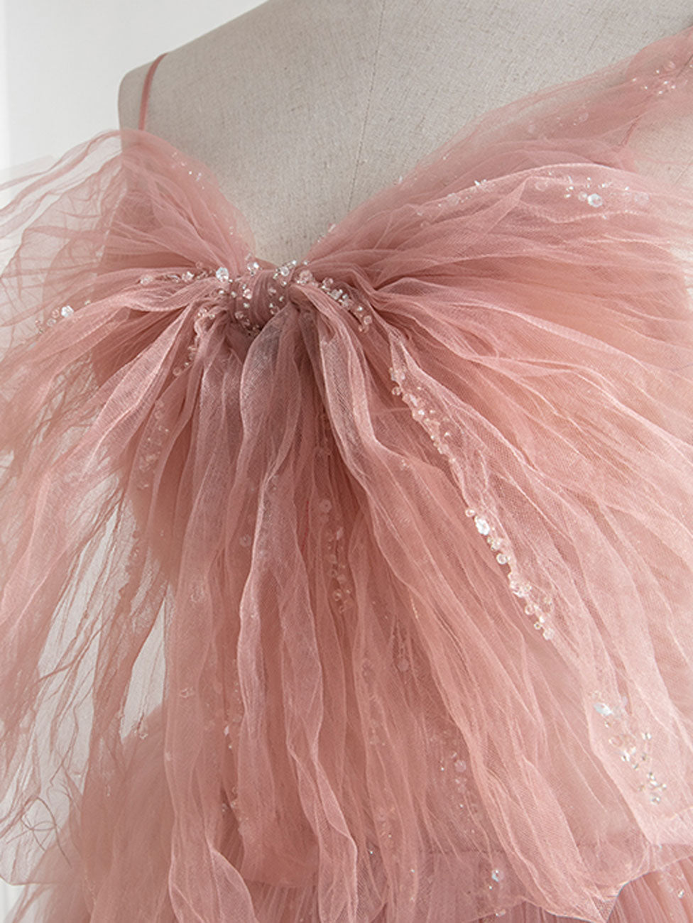 Pink Fashionable Sweetheart Long Tulle Prom Dress, A-line Pink Party Dress