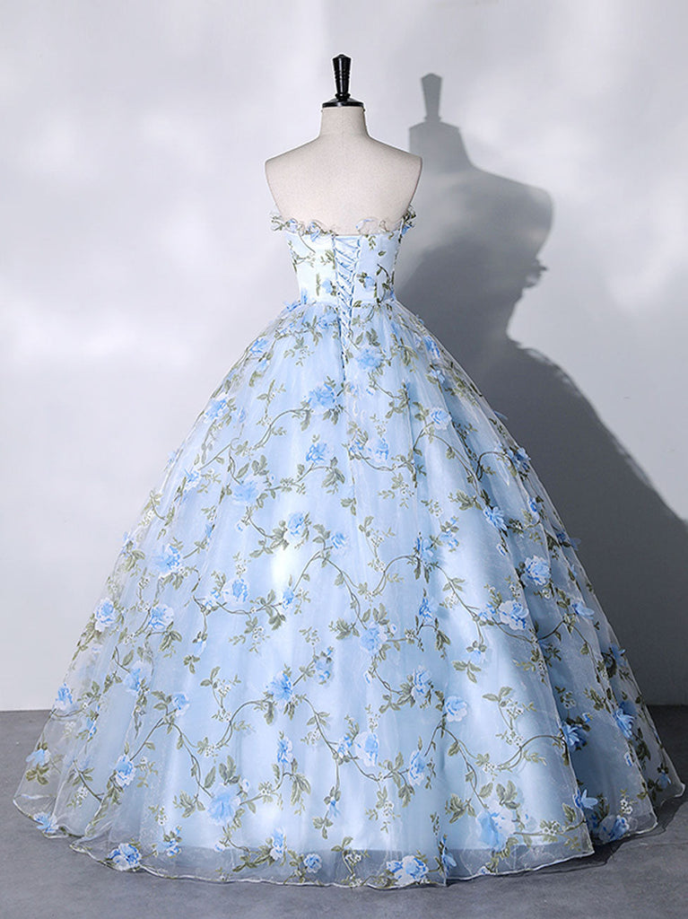 Elegant blue ball gown Long Prom Dress,DS9602 main image 1