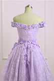 Light Purple High Low Lace Party Dress, High Low Short Prom Dress Homecoming Dress