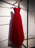 Red Sweetheart Simple A-line Tulle Prom Dress, Red Evening Dress Party Dress