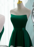 Simple Satin Green Long Evening Dress with Slit, Green A-line Prom Dress