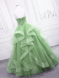 Light Green Tulle Long Formal Dress Party Dress, Green Layers Floor Length Formal Dress