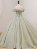 Green Beaded Ball Gown Sweetheart Formal Dress, Green Evening Dress Sweet 16 Dress